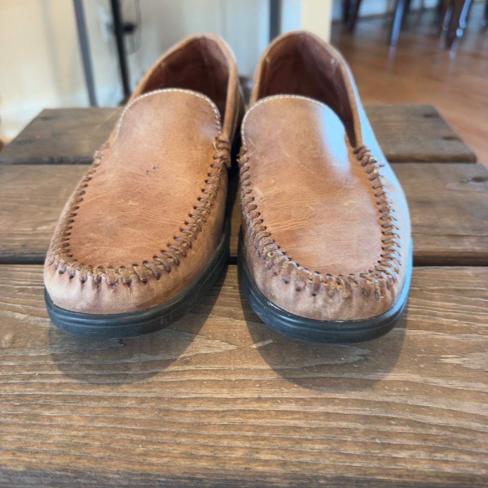 Johnston & Murphy Mens Brown Leather Moccasin Loafers Slip On Dress Shoes 10.5M - Picture 5 of 8